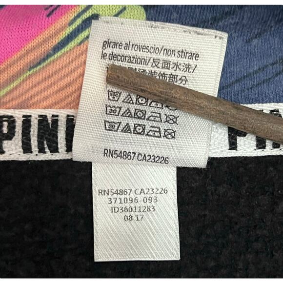 Victoria’s Secret PINK Quarter-Zip Black Pullover Sweatshirt - Size M - Pockets - Picture 9 of 15